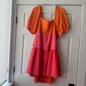 Velvet Orange and Pink Mini Dress
